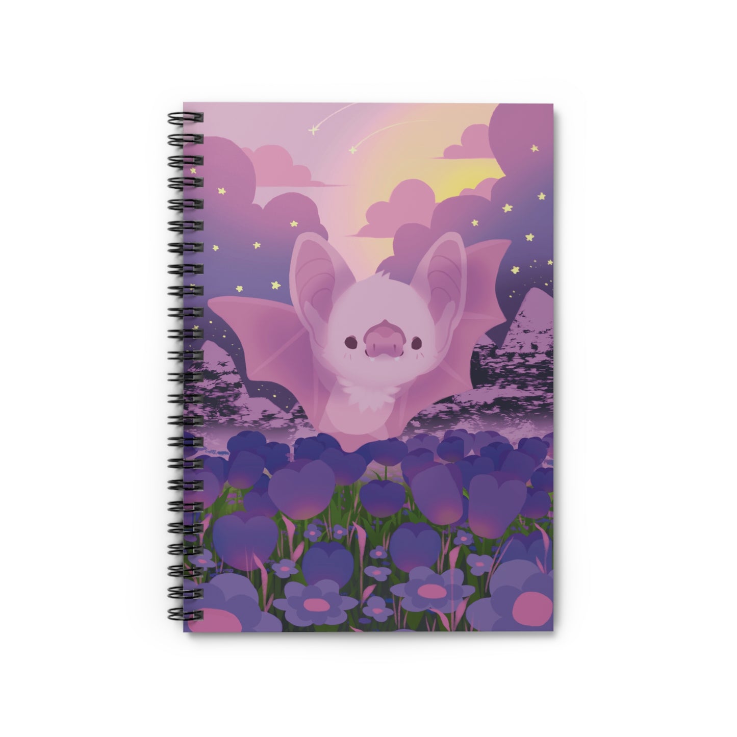 Bat in Tulips Spiral Notebook