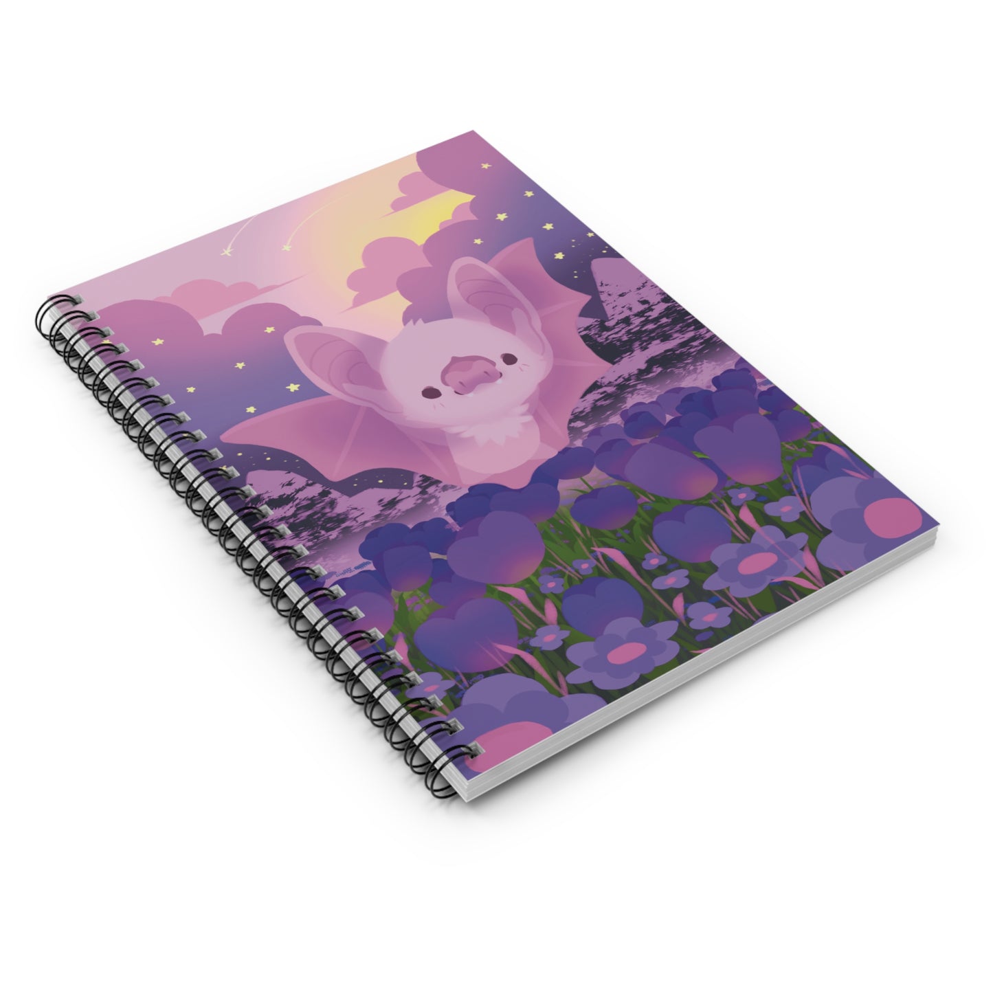 Bat in Tulips Spiral Notebook
