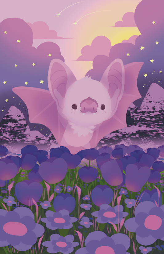 Bat & Tulips Poster Print