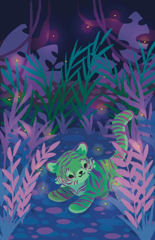 Tiger in Neon Jungle Poster Print